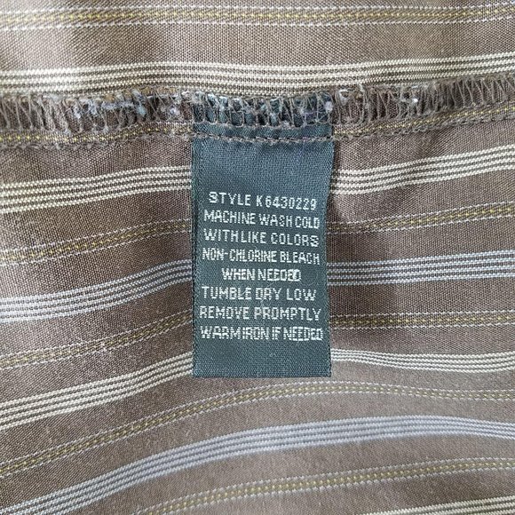 Mens Western Shirt Pearl Snaps Brown XL Long Sleeve Striped OP International - Picture 6 of 6